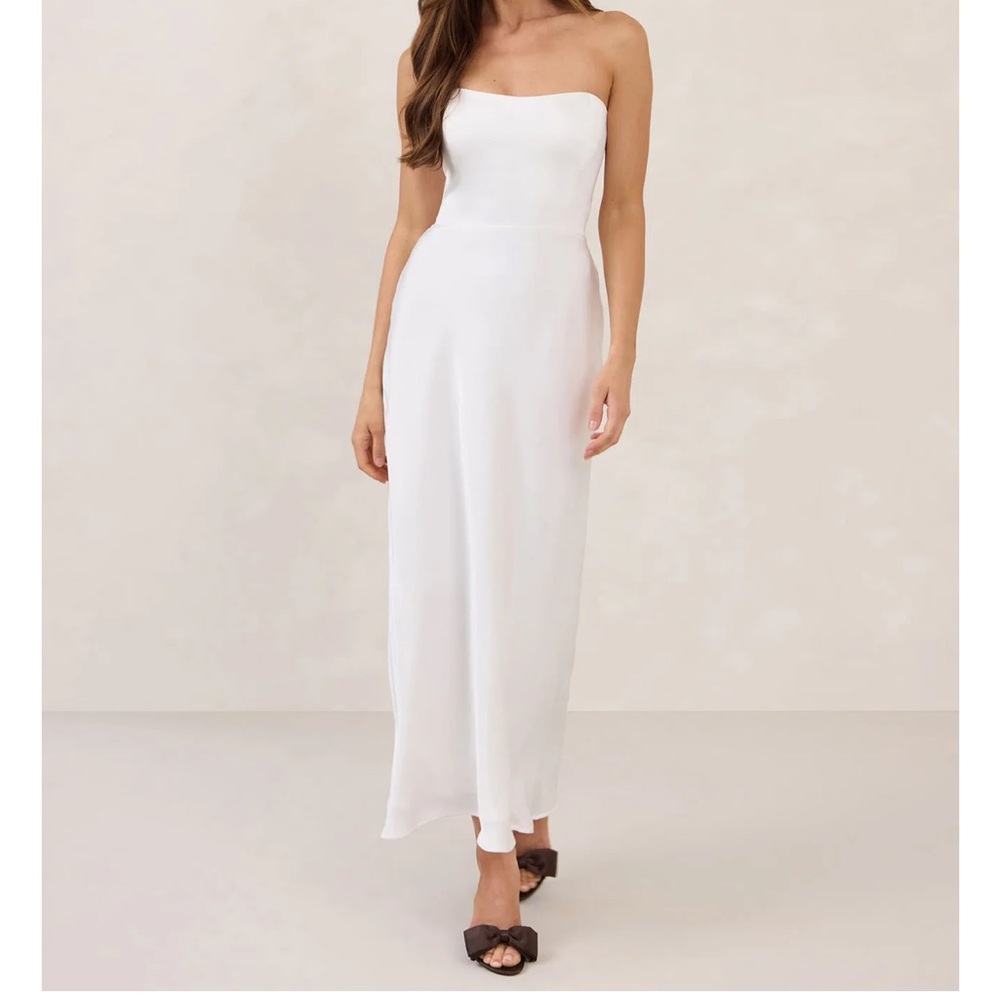 Park & Fifth White Strapless Brodie Dress